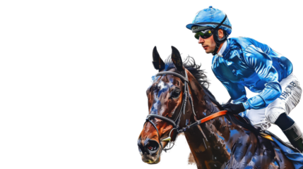 Horse rider jockey on transparent background 