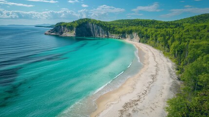 Fototapeta premium Serene Beauty of Carters Beach, Nova Scotia - A Secluded Gem of White Sands and Turquoise Waters