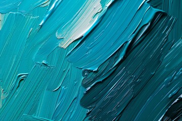 Vibrant turquoise and blue oil paint texture close-up