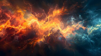 Zigzag patterns in a lightning bolt with a clouds, design background.