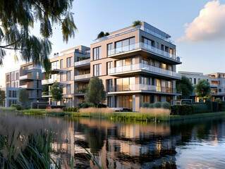 Fototapeta premium New luxury residential buildings, stylish office building, Premium Apartments and flat building, City building