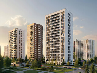 Obraz premium New luxury residential buildings, stylish office building, Premium Apartments and flat building, City building