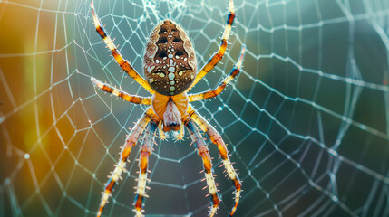 Macro shot of a spider on its web. 