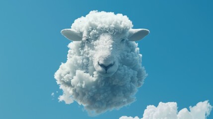 A sheep made from a white cloud against a blue sky
