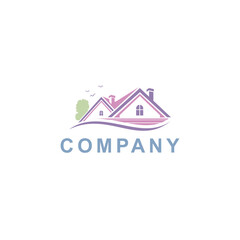 Fototapeta premium real-estate logo design with soft color