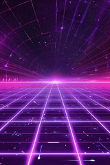 Neon Grid Retro Futuristic Landscape Background