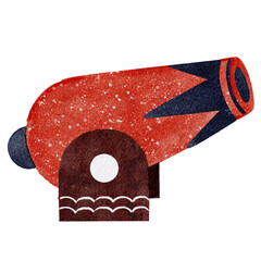 Watercolor hand drawn illustration. Circus cannon. © Daism
