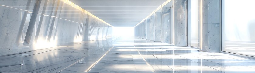 Obraz premium Modern corporate hallway with Neoclassical detailing and contemporary lighting