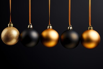 Obraz premium Gold Christmas balls on a multi coloured sparkling background
