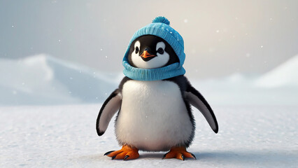 penguin on snow