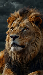 Fototapeta premium a dangerous lion AI generative