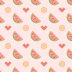Seamless Pattern Abstract Elements Fruits Food Watermelon Vector Design Style Background Illustration Texture For Prints Textiles, Clothing, Gift Wrap, Wallpaper, Pastel