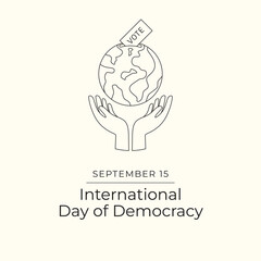 International Day of Democracy. Line art design. Good for celebration template usage. Continuous line eps 10.