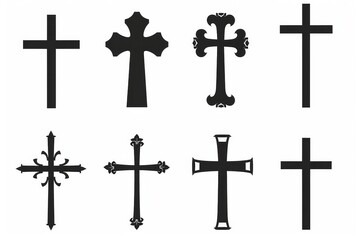 Cross icon, christianity religion symbol, christian sign, cross shape, church emblem, catholicism symbol