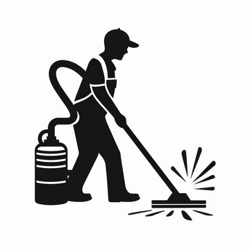 recommend clip art: Cartoon Character Vacuuming Illustration