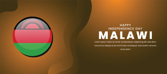 Independence Day Malawi 6th of July Banner. Vector