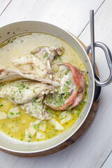 Scorpion Fish (Skorpina) steamed in a lemon sauce with potatoes