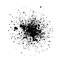 Splatter black brush splash element on transparent background. Vector
