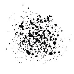 Dripping vector grunge splatter black brush splash on transparent background.