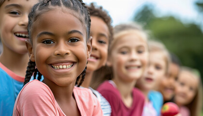 Fototapeta premium Gen Alpha are the health-conscious individuals, prioritizing physical and mental well-being: Depict a group of Gen Alpha children engaging in activities that promote health and wellness