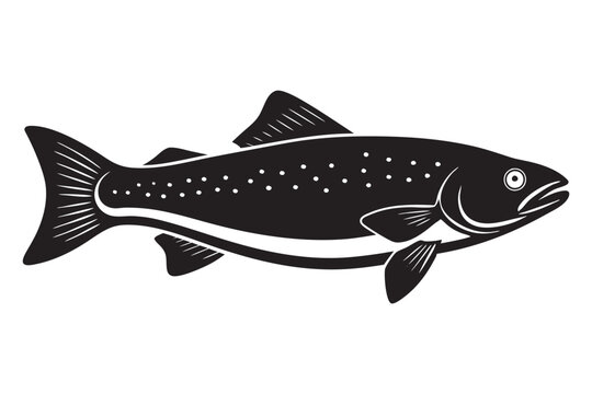 black fish silhouette, white dots, side view
