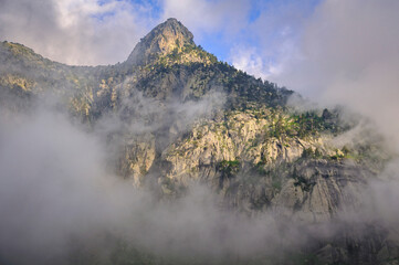 Morning fog in the Cavallers reservoir (Boí Valley, Aigüestortes i Estany de Sant Maurici...