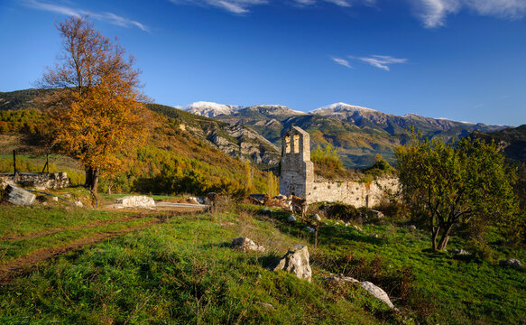 Sant Climent de la Torre de Foix hermitage  in autumn (Bergued&agrave;, Catalonia, Spain, Pyrenees)