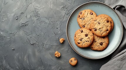 Plate with biscuit cookies Room for text