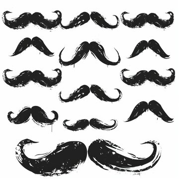 Mustaches icon, hipster sign, Fathers day symbol, barber logo, human whisker, vintage moustache emblem