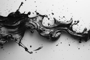Black ink splash on a white background vector illustration in the style of flat design with a white and black color palette as a high resolution