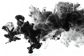 Black ink splash on a white background vector illustration in the style of white background, png, ultra realistic photography in the style of high resolution, professional photograph