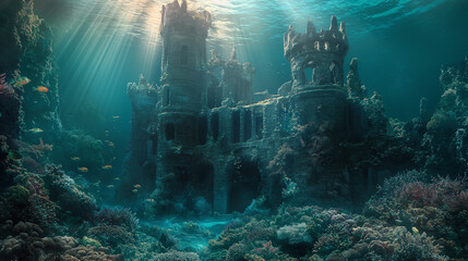 Underwater castle ruins mystery and exploration