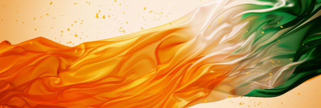 Horizontal banner. Independence Day of Ivory Coast. Cote d’Ivoire National flag. Texture of fluttering crumpled fabric. Free space for text, copy space - Powered by Adobe