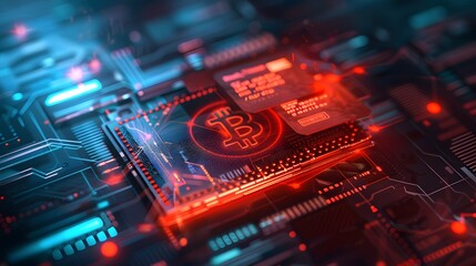 Obraz premium Futuristic empty wallet with digital bankruptcy notice, financial crisis