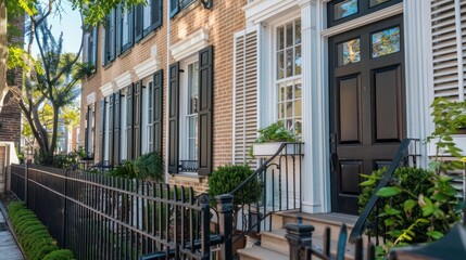 city townhouse with customizable Bahama shutters, allowing residents to adjust for privacy and sunlight throughout the day