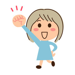 ガッツポーズをする女子