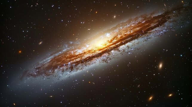 detailed view of a lenticular galaxy with a unique structure and bright stellar population Generative AI