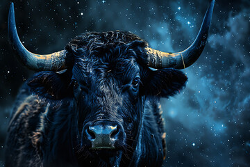 Naklejka premium Stunning image of Taurus zodiac sign, featuring its symbolic bull and earthy elements in rich, vibrant colors.