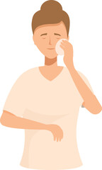 Fototapeta premium Beautician is carefully applying makeup foundation on her face using a soft sponge