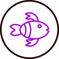 Tropical Fish Vector Line Purple Circle Black