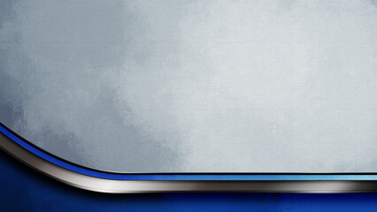 Abstract dark blue and white background, canvas textured with edgy silver curved border