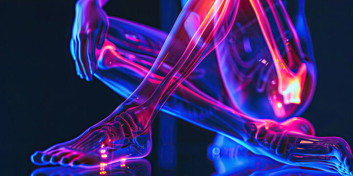 Sciatica pain is the shooting pain of discomfort, radiating down the leg: Illustrate a person with sciatica pain, feeling a shooting pain that travels down the leg, symbolizing the discomfort of sciat