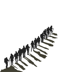 hiking mans silhouettes white background