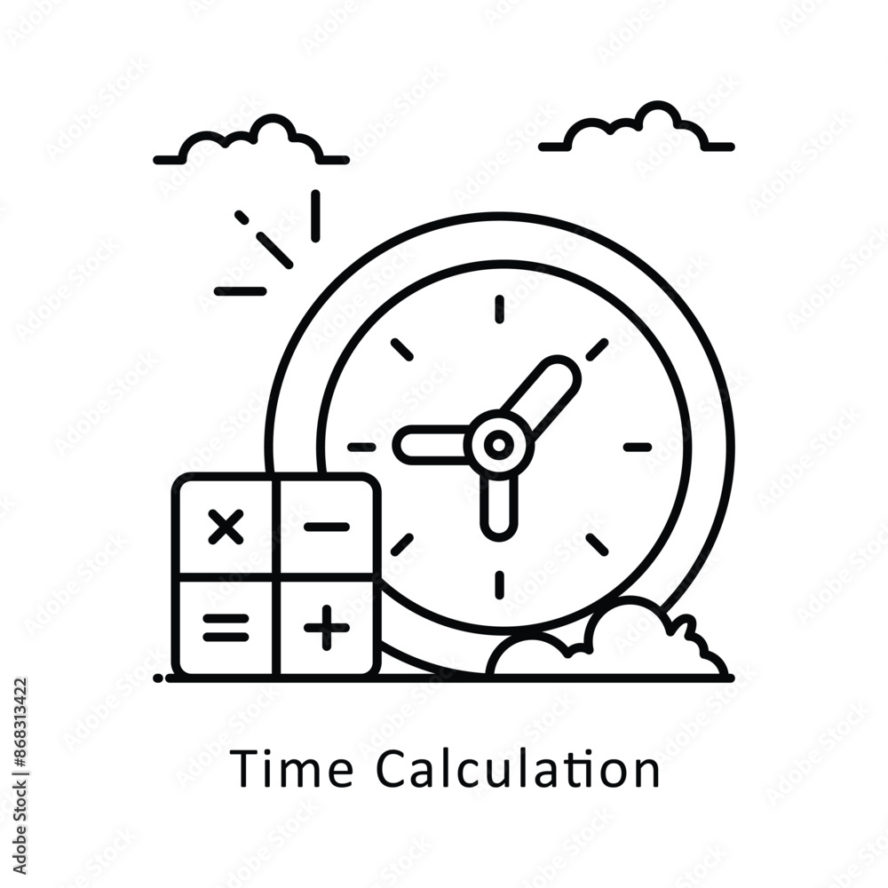 Aufkleber time calculation vector outline icon style illustration. symbol on white background eps 10 file