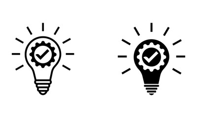 Lightbulb with checkmark emblem, quality control, bright approved idea icon vector