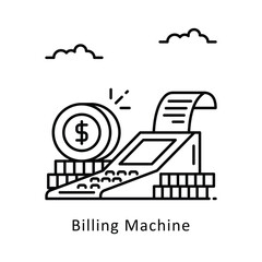 Billing Machine vector  outline icon style illustration. Symbol on White background EPS 10 File