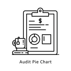 Audit Pie Chart vector  outline icon style illustration. Symbol on White background EPS 10 File
