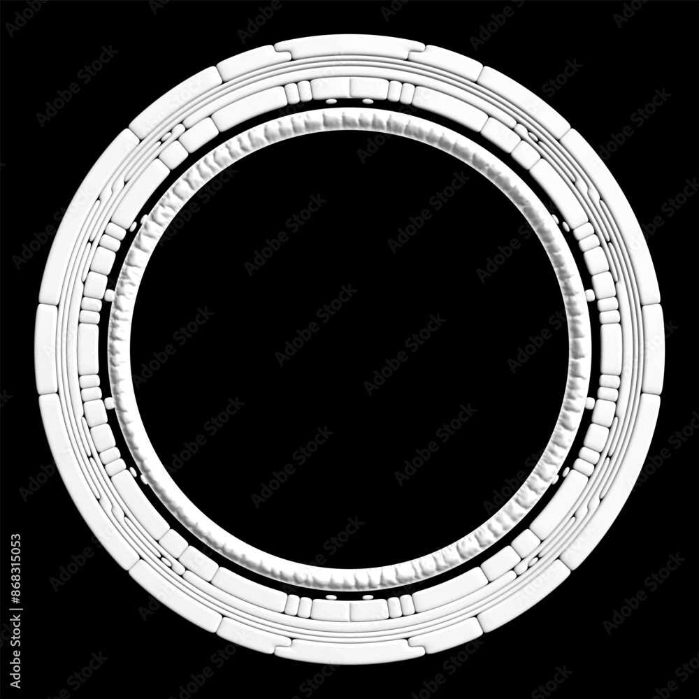 Poster set of round segmented hifi user interface details isolated on black background. vector illustration