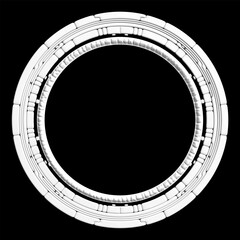 Set of round segmented hifi user interface details isolated on black background. Vector illustration.