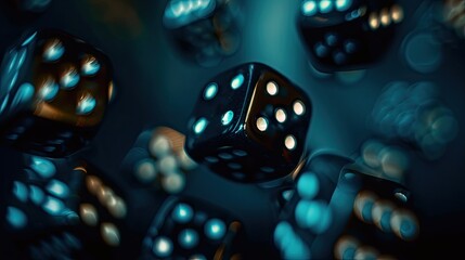 Dice in flight. Gambling or entertainment game. An element of the game.